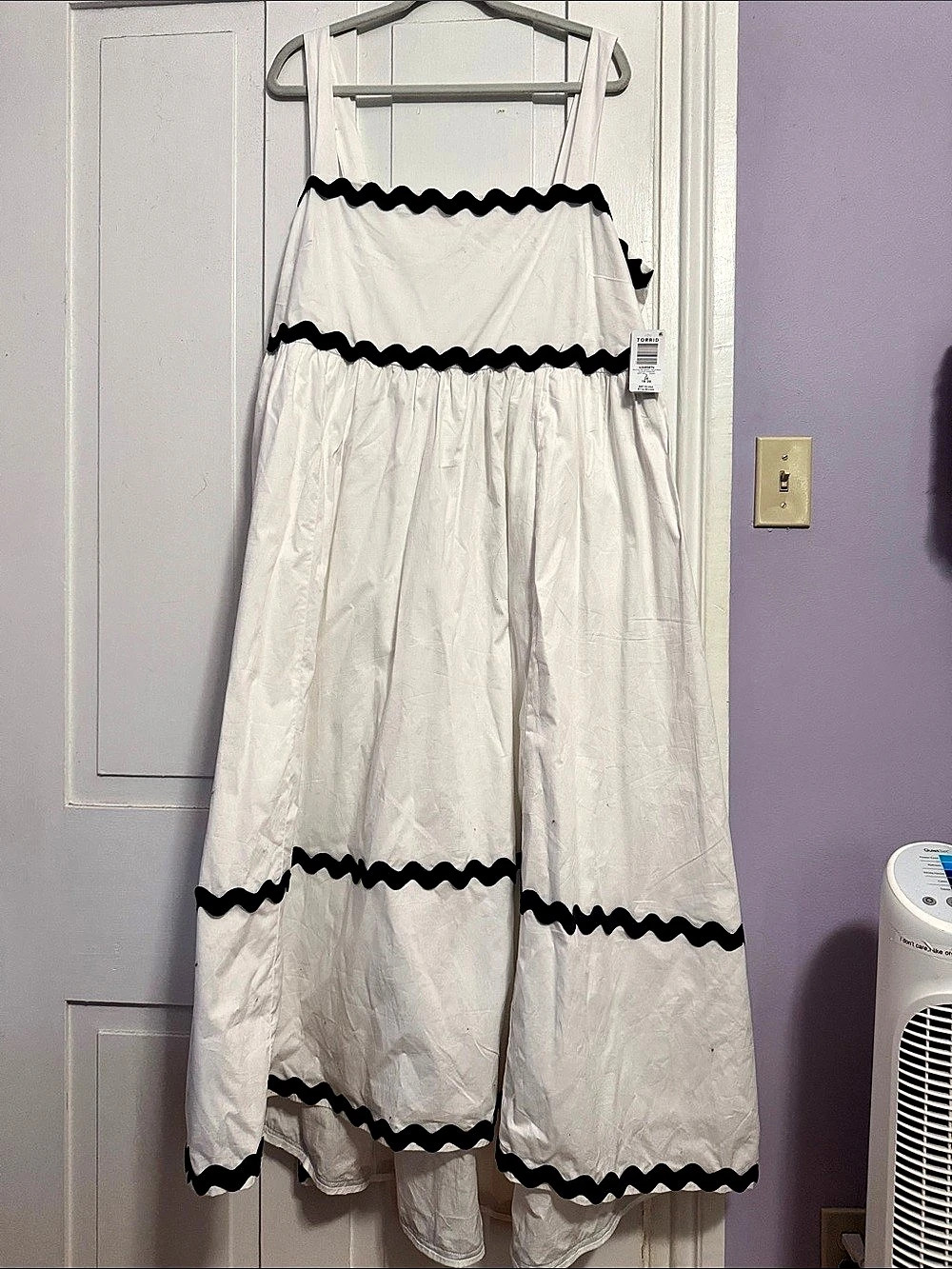 Torrid Belle Isle Maxi Babydoll Poplin Dress White Maxi Skirt with Black Trim
